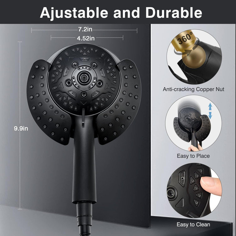 Black Stainless Steel Dual-Head Rainfall Shower System