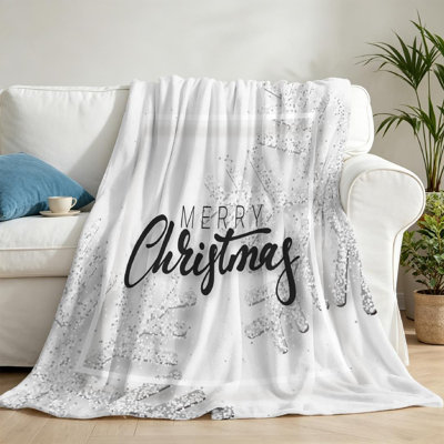 Silver Ultra Soft Flannel Fleece Throw Blanket,Christmas with Shining Single-Sided Print