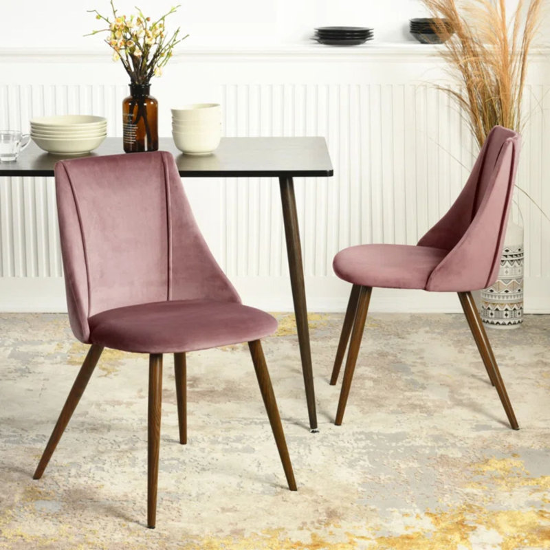 Tyrell 47cm H Velvet Upholstered Side Chair, Rose