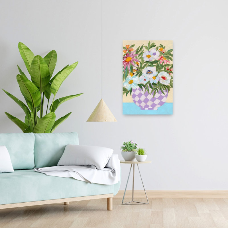 Joyeux bouquet de fleurs moderne abstrait contemporain lavande fleur art mural