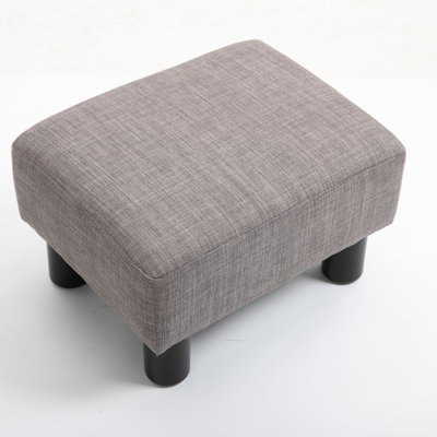 Ottoman Foot Rest, Small Foot Stool With Linen Fabric Upholstery And Plastic Legs, Cube Ottoman For Living Room