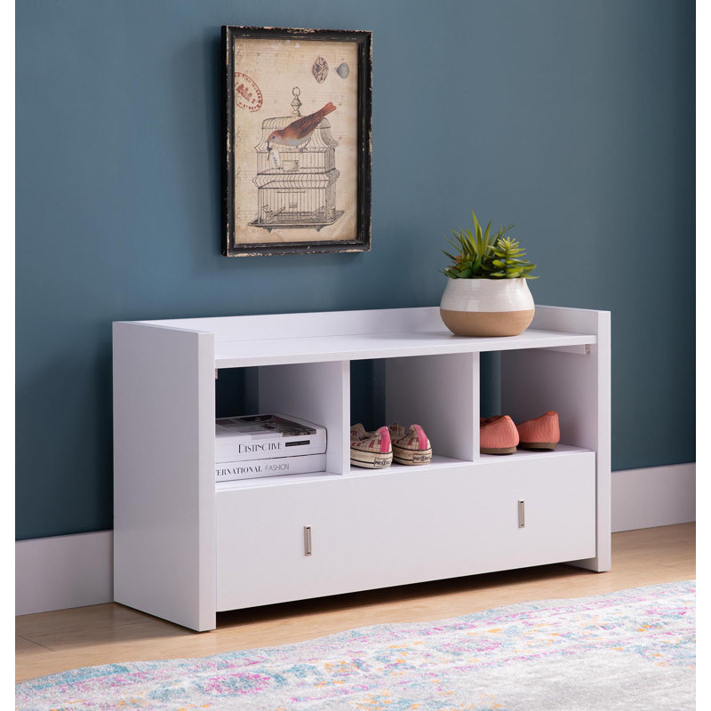 Banc de rangement Hitchcock avec trois tablettes et tiroir de rangement, Espresso