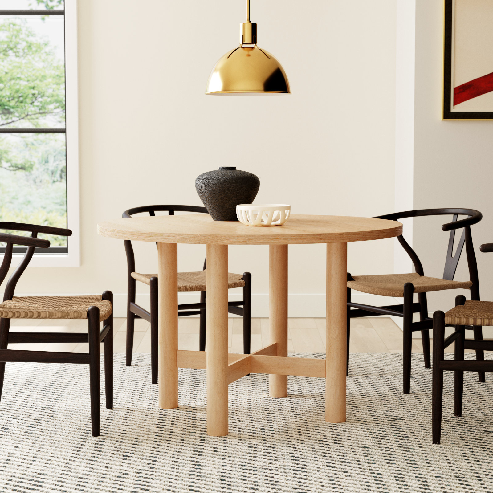47" Round Dining Table, Natural