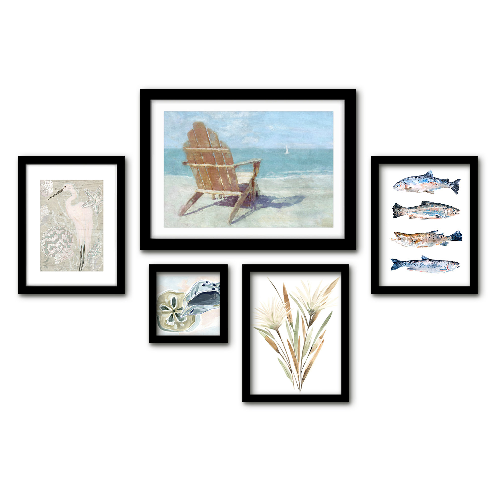 Americanflat 6 Piece White Framed Gallery Wall Art Set - Colorful Children's Art Set