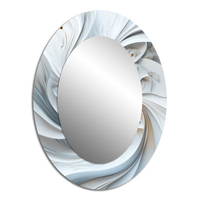 Grey And White Stained Art Print I - Modern Oval Wall Mirror
