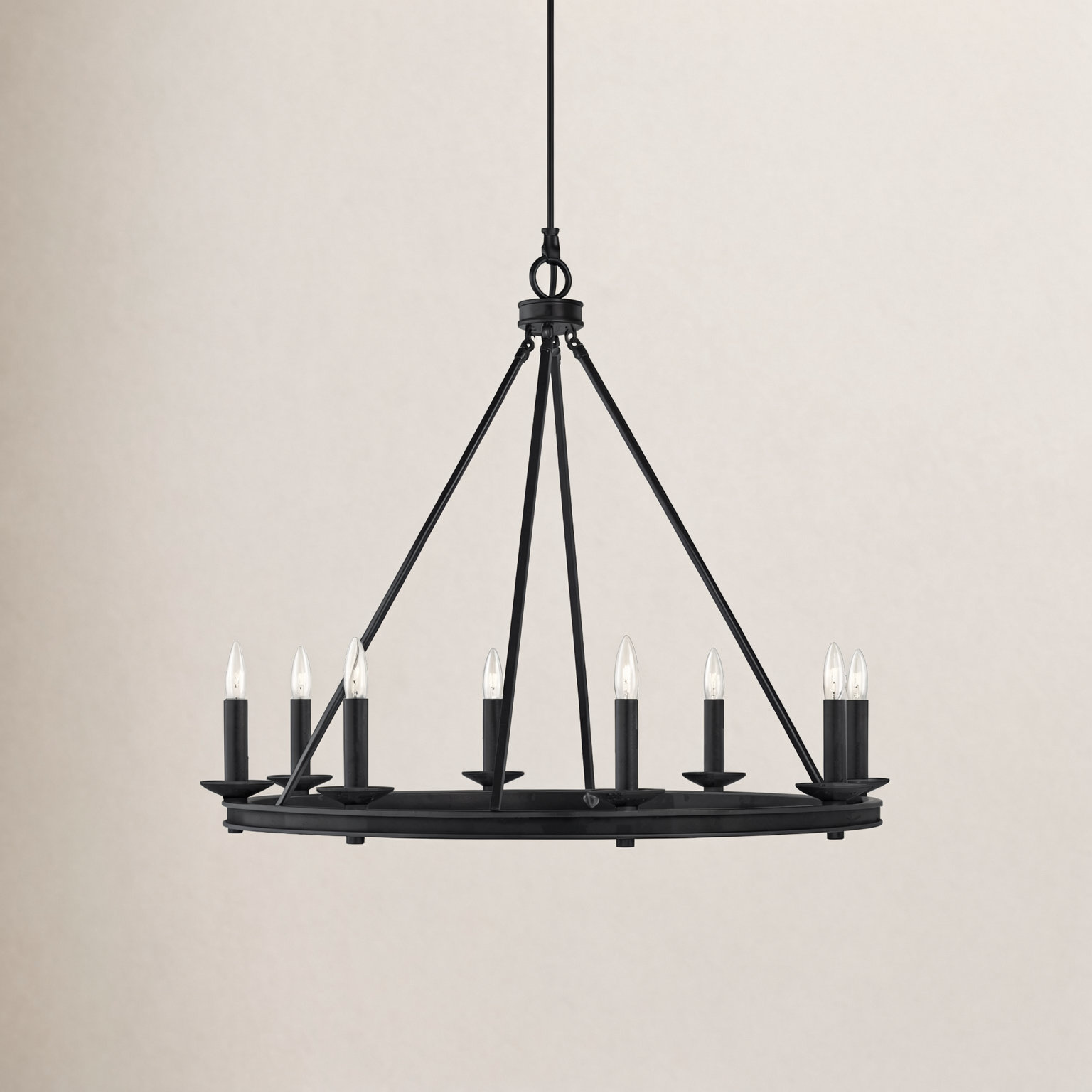 Shelli Chandelier, Matte Black, 25" H x 33" W x 33" D, 8