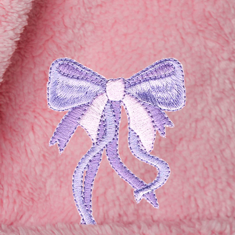  Peignoir en molleton mi-mollet avec poches et capuche, S, Rose / bleu
