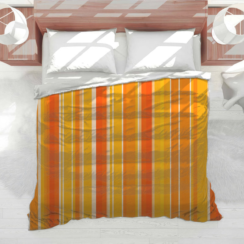 Stripes Bedding Abstract Comforter Modern, Twin Comforter, Orange Striped