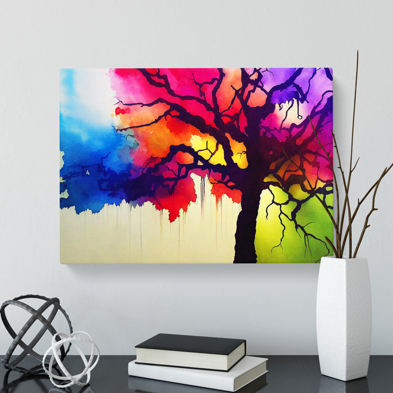 Super Colourful Tree Abstract - Wrapped Canvas, 35cm H x 50cm W x 3cm D