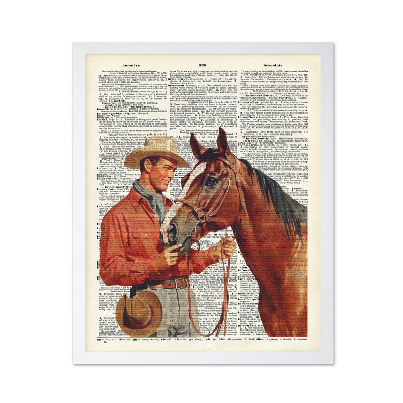 Cowboy et cheval, Poster, 18"H x 24"W, White Framed