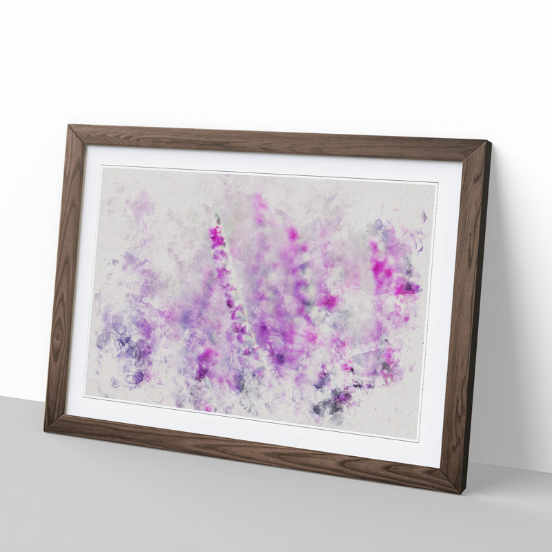 Purple Heather - Single Picture Frame Print on Wood, Walnut Framed, 36cm H x 48cm W x 2cm D