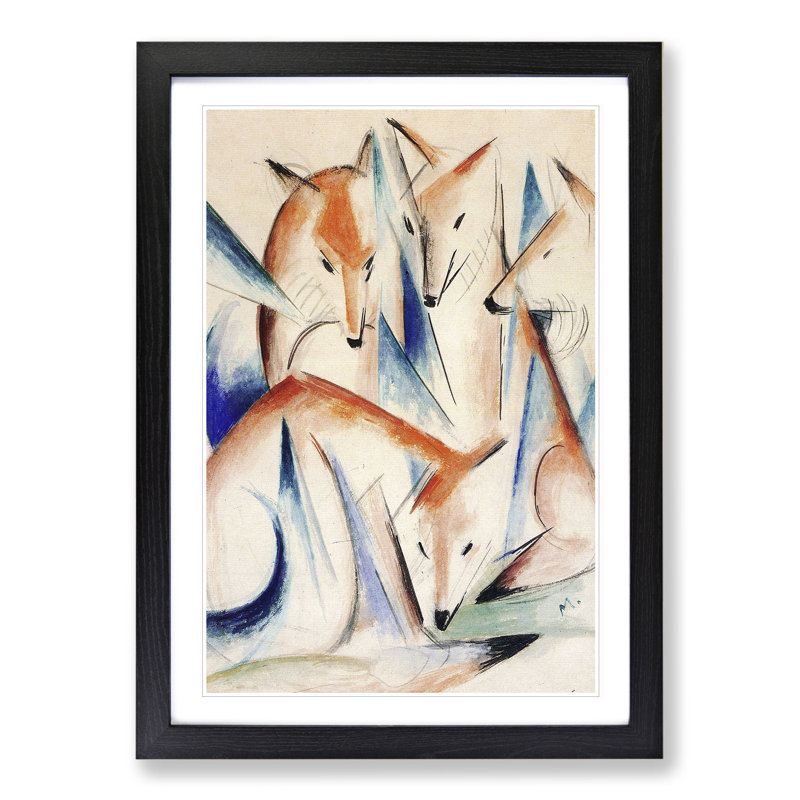Group of Foxes by Franz Marc - Framed Print, 65cm H x 48cm W x 2cm D, Black Framed