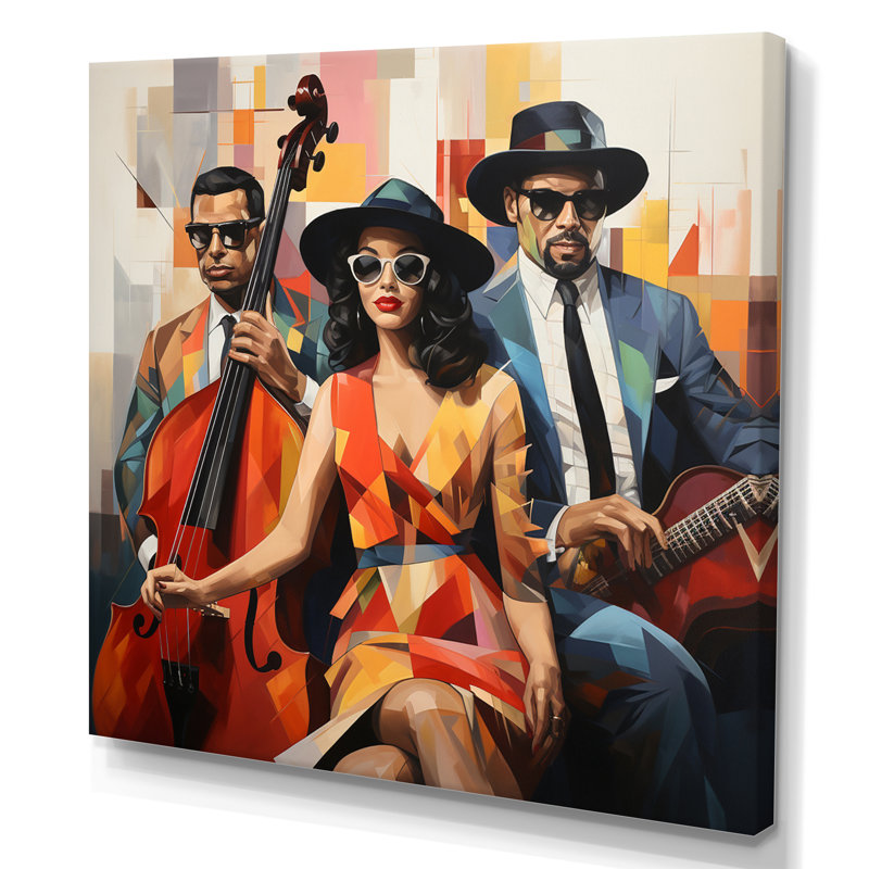 Mid Century Retro Rhythms Jazz - impression, H 24 po x l 24 po x P 1 po, Toile tendue