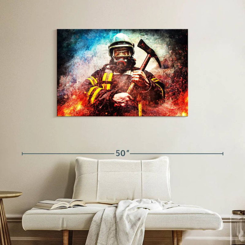 Lelar Masked Firefighter, 26'' H x 39'' W