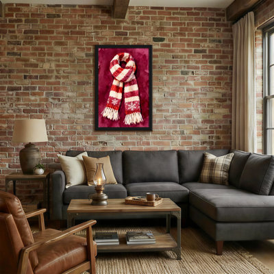 Christmas Red And White Striped Scarf With Snowflakes