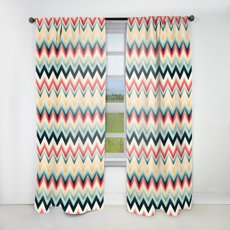 Ivoire Boho Accents Chevron I - Rideau à chevrons - Rideau à chevrons obscurcissant - 1 panneaux, L 52 po x L 63 po