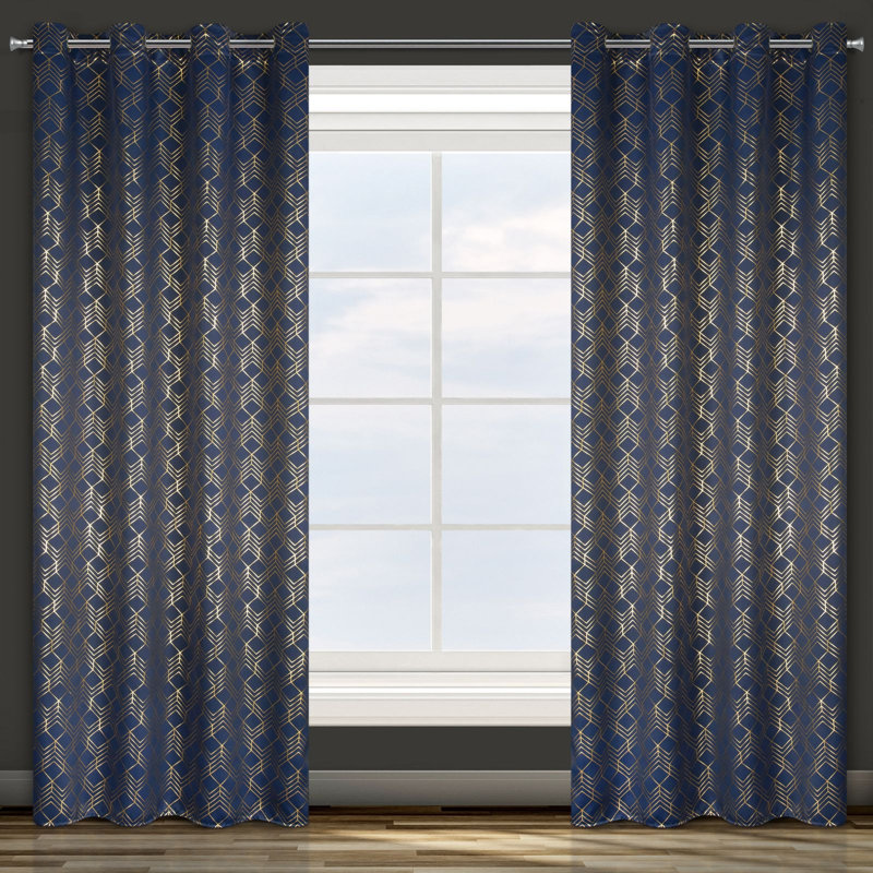 Design 91 Eyelet Semi Sheer Curtain, Navy/Violet