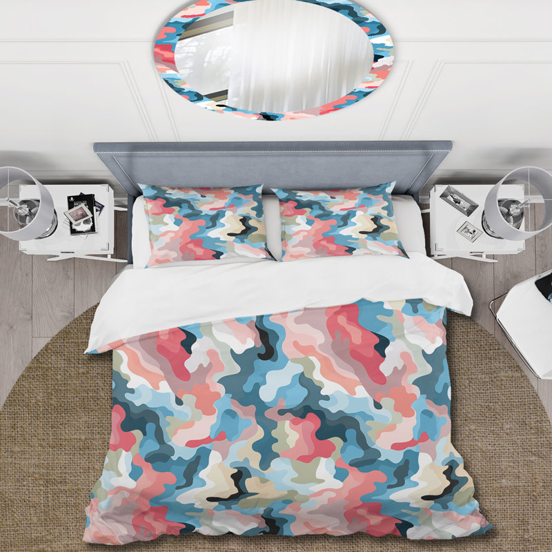 Literie victorienne mauve et rose avec composition aquatique II, Housse de couette simple + 1 taie décorative stan