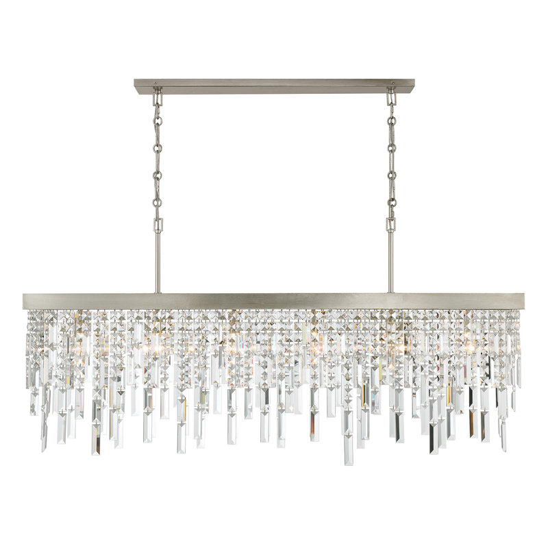 Lustre linéaire argenté antique 6 lumières Meily