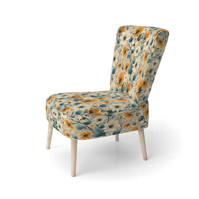 Mod Floral Nostalgia I - Chaise d'appoint rembourrée moderne Mid-Century