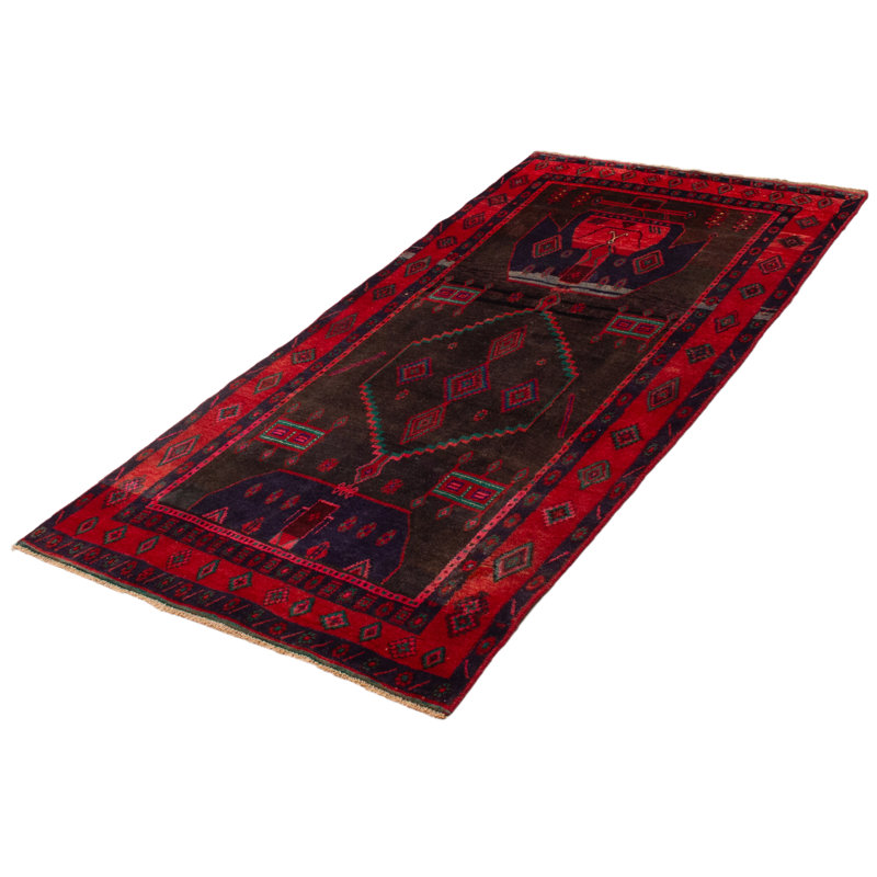 Tapis noir en laine 4 pi 4 po x 7 pi 10 po Konya