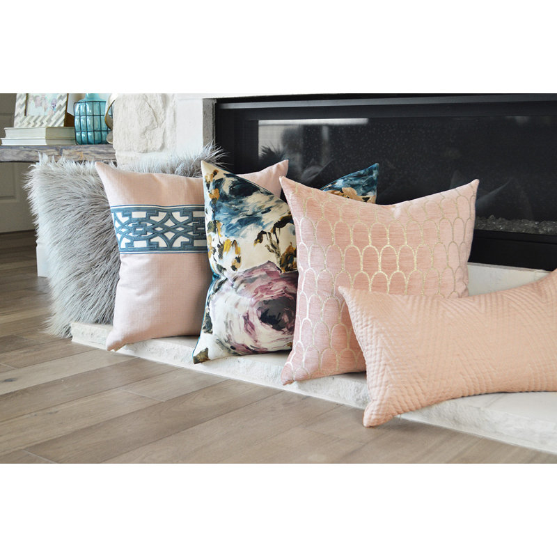 Lyon Pillow Cover & Insert, Blush, Square 20"