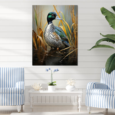 Dappled Drake Duck At The Pond I - Duck Animal Wall Art