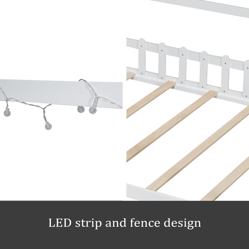 Lit double en bois, Blanc