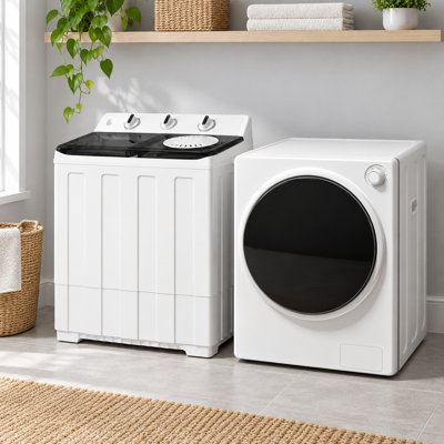Ensemble de laveuse-sécheuse compacte compacte, laveuse de baignoire simple portative 11 lb et 2,6 pieds cubes Séchoir à linge compact pour appartement