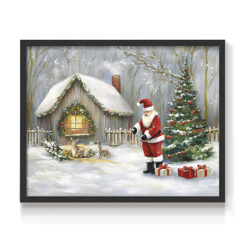 Art de Noël - DCCLXI - Reproduction encadrée - Restickable, H 8 po x l 10 po, Noir, noir, noir, noir