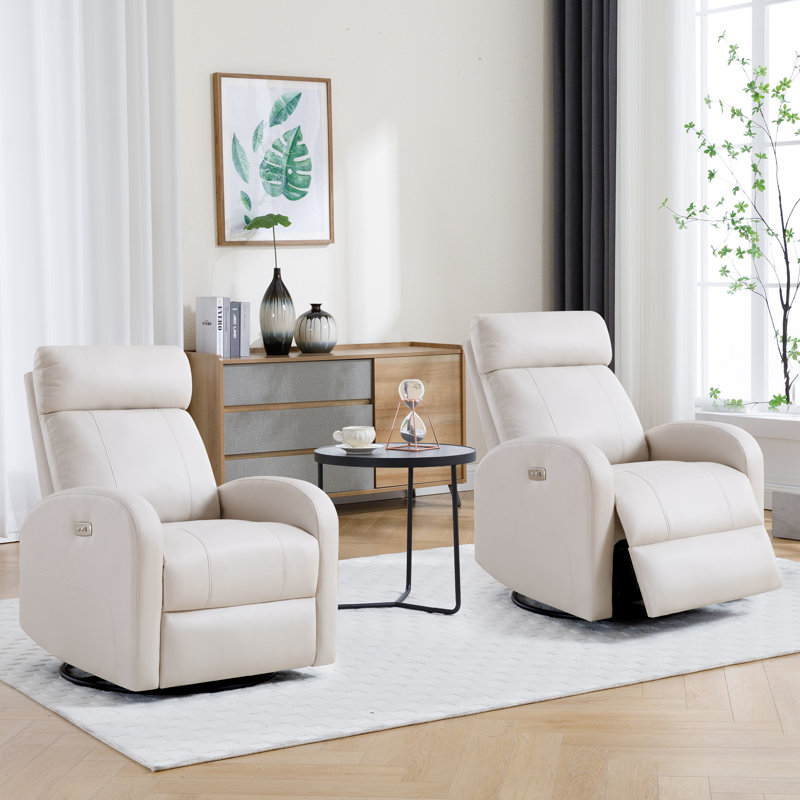 Agatho 30.3''Power Swivel Rocker Recliner Chair, Beige