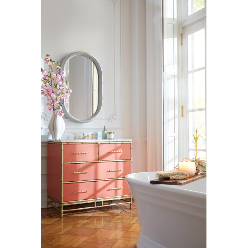 Chinoiserie 38'' W Single Vanity, Coral