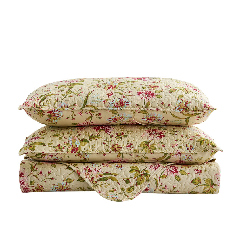 QSM04210203 Floral Quilt Set, King Quilt  + 2 Pillow Cases