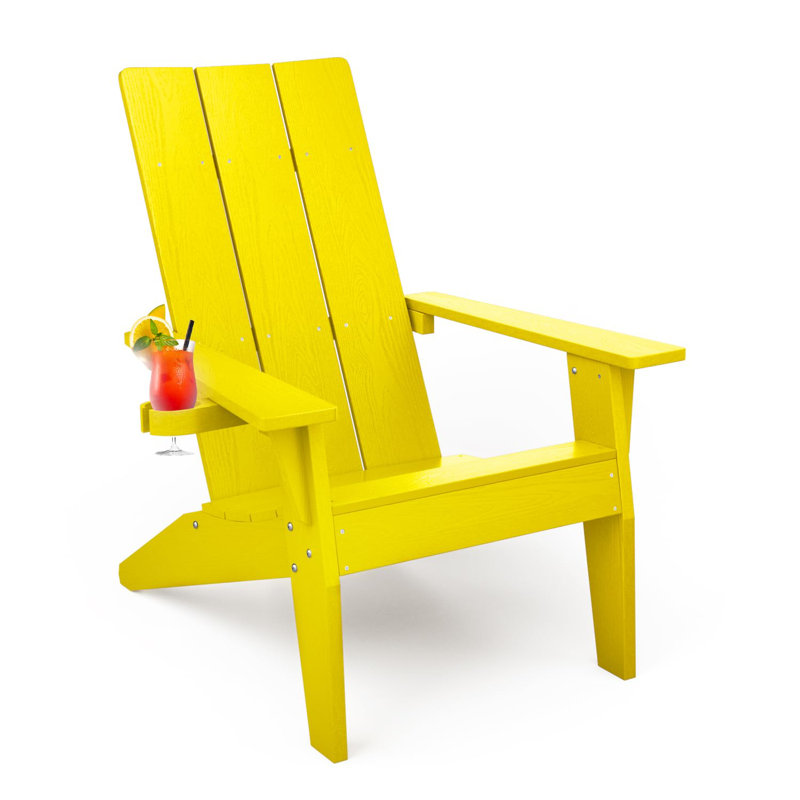 Chaise Adirondack d'extérieur moderne en plastique / résine pour chaises longues, Jaune