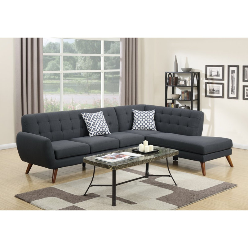 Sectional with Right Hand Facing Chaise, Dark Gray