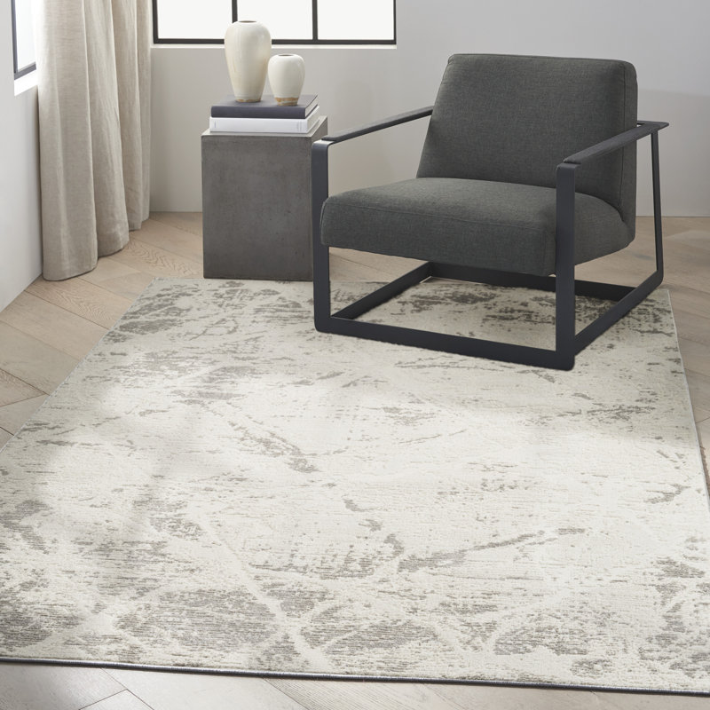 Tapis gris crème moderne captivant 7 pi 10 po x 9 pi 10 po Calvin Klein, Rectangle 5 pi 3 po x 7 pi 3 po