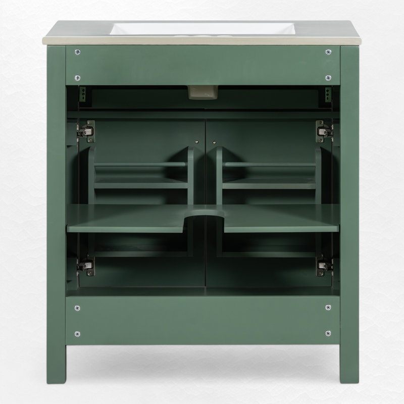 Meuble-lavabo simple 30 po avec comptoir en céramique, Vert