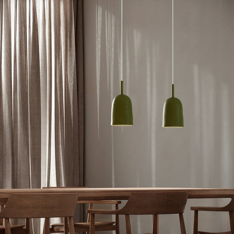 Vessel Pendant Light, 18" H x 14.5" W x 9" D, White, Olive