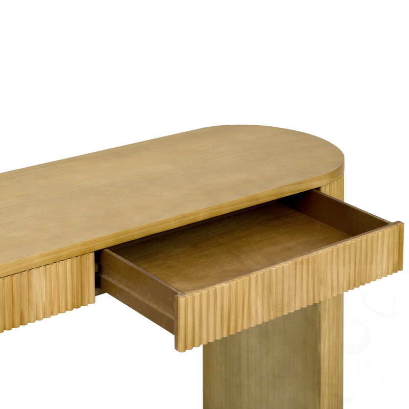 Console avec deux tiroirs et pieds réglables, Naturel
