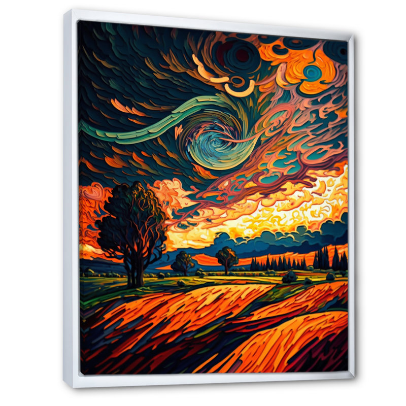 Energeric Clouds Over The Wheat Meadows, Cadre flottant blanc, H 40 po x l 30 po