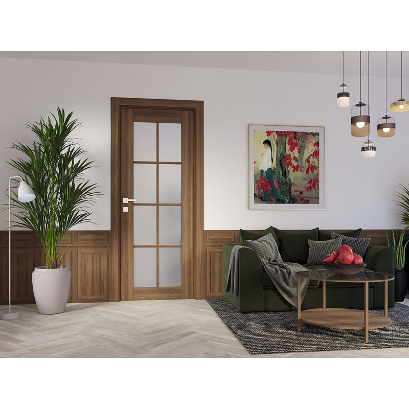 Porte standard préfinie en bois massif massif, 17,75 po x 79,37 po, Pacane, À gauche