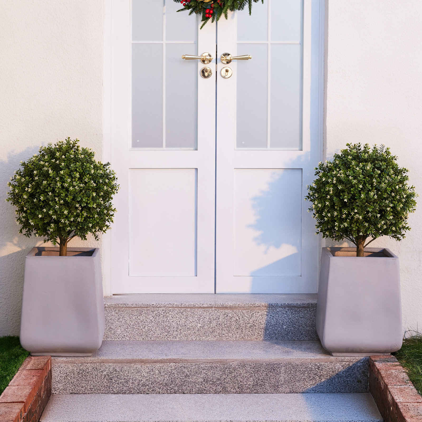 Ashwell 32" Boxwood Topiary with Base Included, 1, 31.2" x 20"