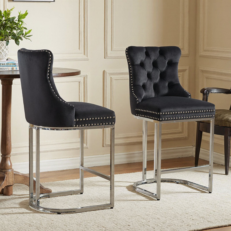 Ensemble de 2 tabourets de bar Velvet, Noir