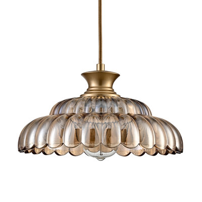 Vintage Amber Glass Gold Adjustable Kitchen Island Pendant Light Fixture