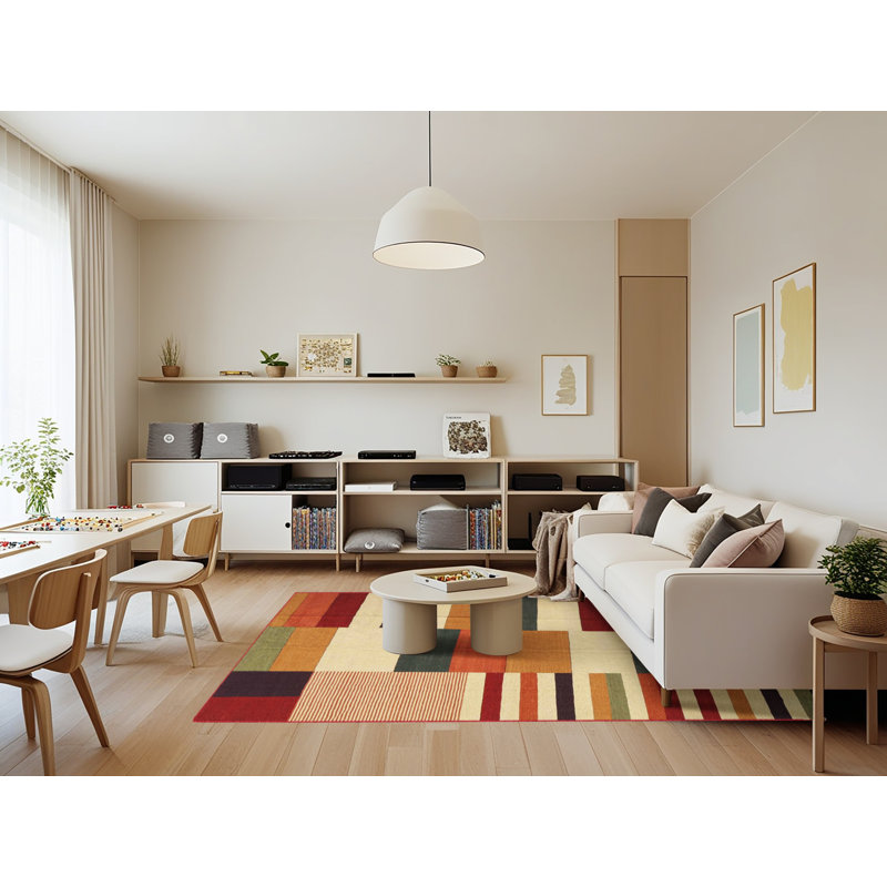 Tapis orange / beige / rouge Talanna, Rectangle 7 pi x 9 pi
