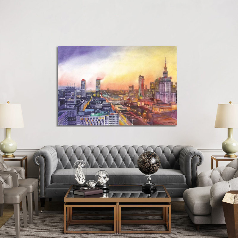 Sunset In Warsaw - Wrapped Canvas Print, 152.5 cm H x 101.5 cm W