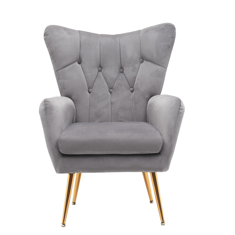Fauteuil à oreilles 28,5 po Agne, Velours gris