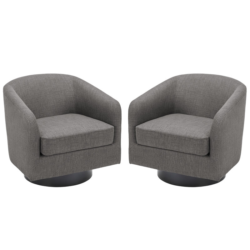 Bennett 73.1Cm Wide Swivel Barrel Chair, Grey Polyester Blend