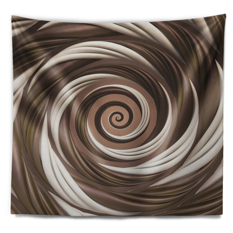 Tapisserie abstraite spirale chocolat et bonbon au lait, H 78 po x l 92 po