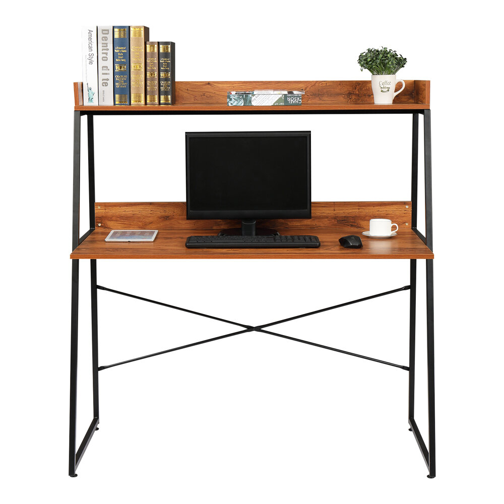 Inbox Zero Pamphilos Solid Wood Desk with Hutch | Wayfair